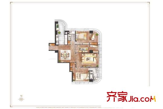 圓融星座公館A2戶型 2室2廳2衛(wèi)1廚
