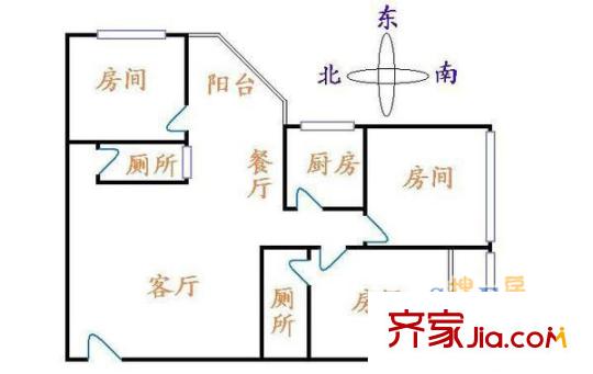 蘭園公寓戶型圖 戶型圖 3室2廳2衛(wèi)1廚