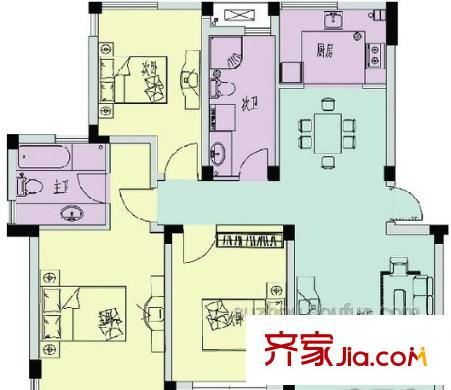 溪東新村三區(qū)戶型圖戶型圖 3室2廳2衛(wèi)1廚