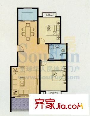 書香國際戶型圖戶型A 2室2廳1衛(wèi)