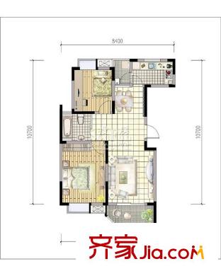 華園四季戶型圖華園戶型B1 2室2廳1衛(wèi)1廚