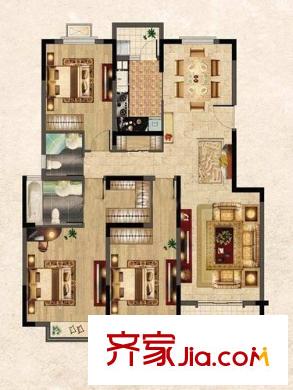 保利獨(dú)墅西岸住宅戶型圖戶型圖 3室2廳2衛(wèi)1廚