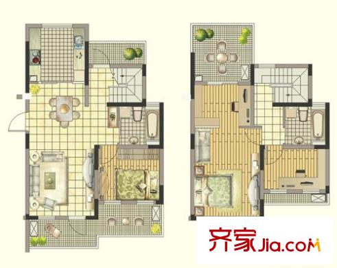 華園四季戶(hù)型圖A2復(fù)式 3室2廳2衛(wèi)1廚