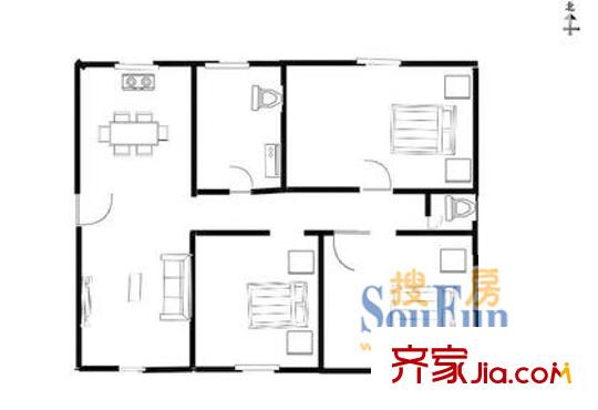 古婁新村戶型圖戶型圖 3室2廳2衛(wèi)1廚