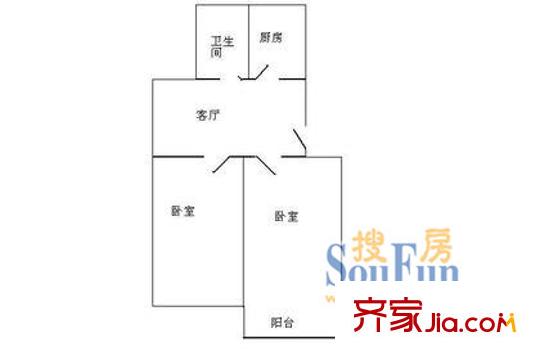 古婁新村戶型圖戶型圖 2室1廳1衛(wèi)1廚