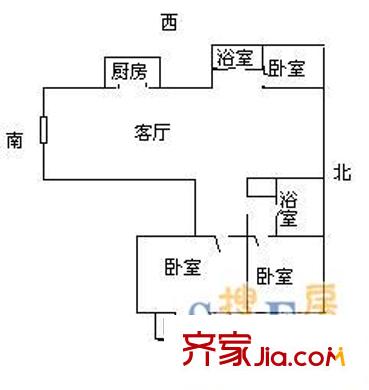 獅山峰尚戶型圖戶型圖 3室1廳2衛(wèi)1廚