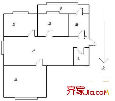 陽澄花園戶型圖戶型圖 3室1廳1衛(wèi)1廚