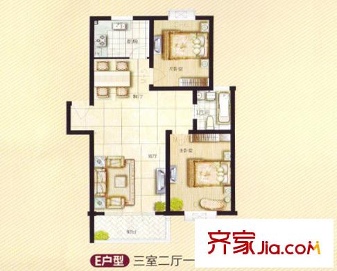 陽澄花園戶型圖戶型圖 3室2廳1衛(wèi)1廚