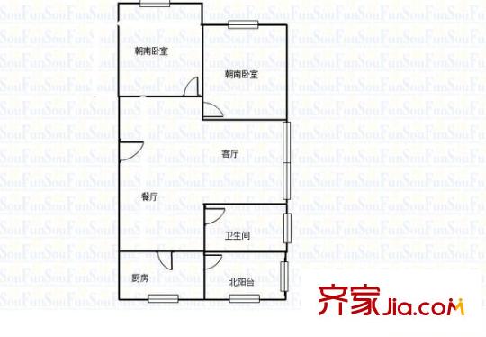 潤達(dá)新村二期戶型圖戶型圖 2室2廳1衛(wèi)1廚