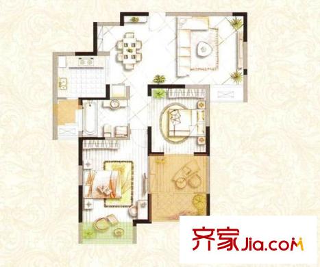 馬澗花園戶型圖戶型圖 2室2廳1衛(wèi)1廚