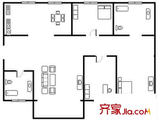 中國(guó)國(guó)際服裝城戶型圖戶型圖 3室2廳2衛(wèi)1廚