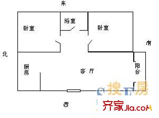 獅山峰尚戶型圖 戶型圖 2室1廳1衛(wèi)1廚