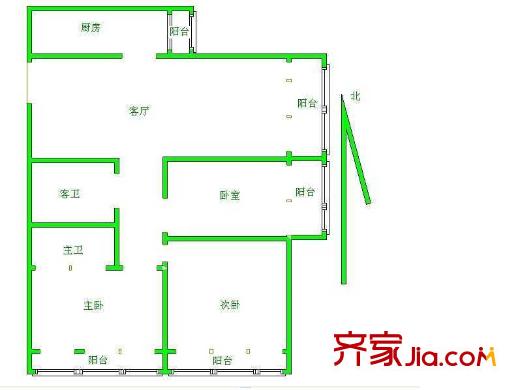 新地國際公寓二期戶型圖戶型圖 3室1廳2衛(wèi)1廚