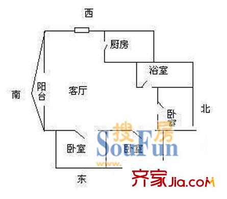 棕櫚灣山莊戶型圖戶型圖 2室1廳1衛(wèi)1廚