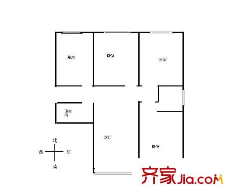 金都名苑戶型圖戶型圖 3室1廳1衛(wèi)1廚