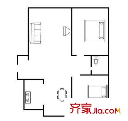 名馨花園戶型圖 戶型圖 2室2廳1衛(wèi)1廚