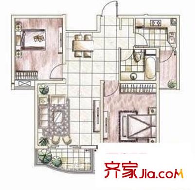 名馨花園戶(hù)型圖戶(hù)型圖 2室2廳1衛(wèi)1廚