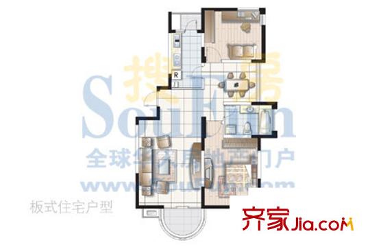 名馨花園戶(hù)型圖2居室 2室2廳1衛(wèi)