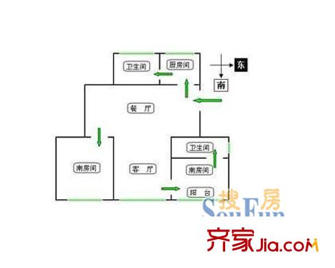 徐家浜新村戶型圖戶型圖 2室2廳2衛(wèi)1廚