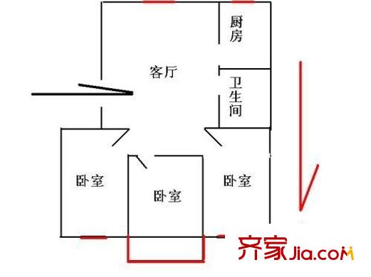 徐家浜新村戶型圖戶型圖 3室1廳1衛(wèi)1廚