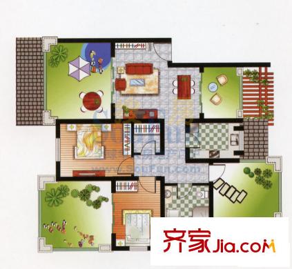 棕櫚灣山莊戶型圖E2 2室1廳1衛(wèi)1廚