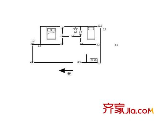 華通花園戶型圖戶型圖 2室1廳1衛(wèi)1廚