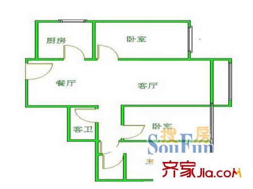 金都名苑戶型圖戶型圖 3室2廳1衛(wèi)1廚