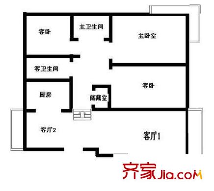 金都名苑戶型圖戶型圖 3室2廳2衛(wèi)1廚