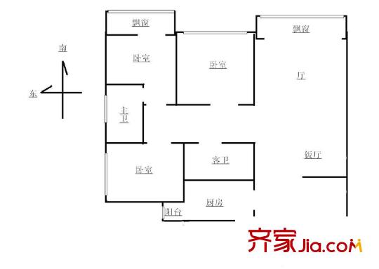 金都名苑戶型圖 戶型圖 3室2廳2衛(wèi)1廚