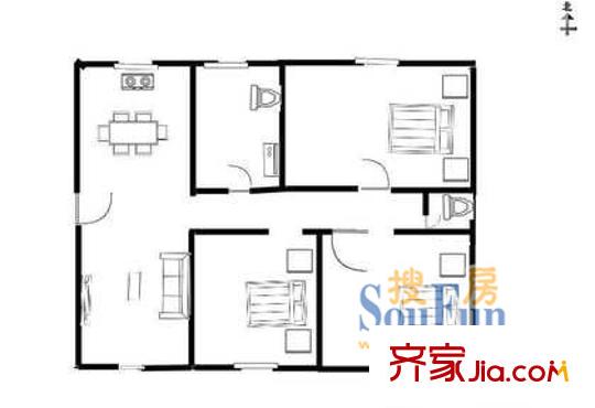 徐家浜新村戶型圖戶型圖 3室2廳2衛(wèi)1廚
