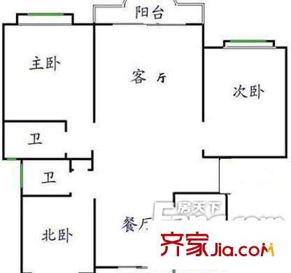 彩香二村戶型圖戶型圖 3室2廳2衛(wèi)1廚