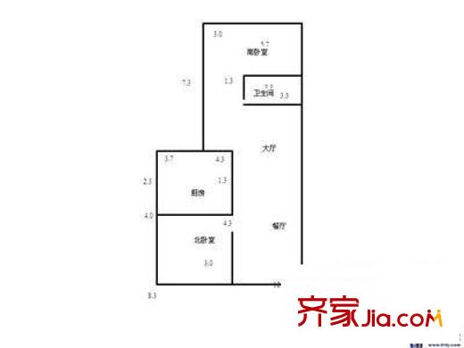 白塔東路小區(qū) 2室 戶型圖