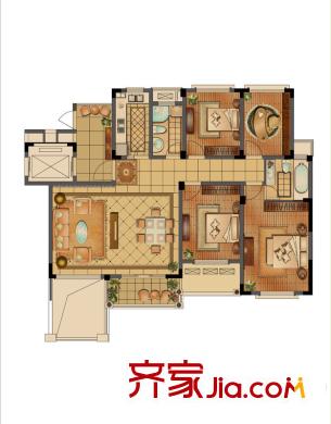 泰和郡戶型圖二期電梯洋房2F 4室2廳2衛(wèi)1廚