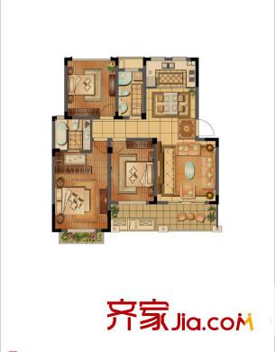 泰和郡戶型圖二期多層洋房3F 3室2廳2衛(wèi)1廚
