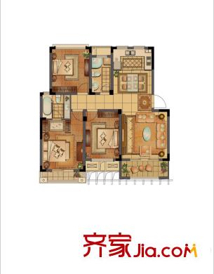 泰和郡戶型圖二期多層洋房4F 3室2廳2衛(wèi)1廚