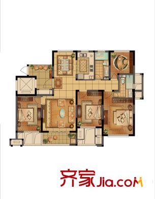 泰和郡戶型圖一期觀景高層A戶型 4室2廳2衛(wèi)1廚