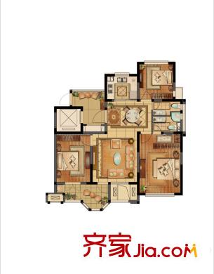 泰和郡戶型圖一期觀景高層B戶型 3室2廳2衛(wèi)1廚