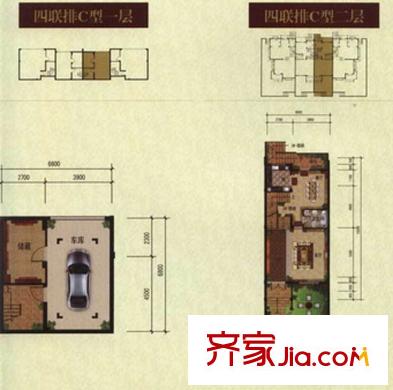 君悅半島戶型圖四聯(lián)排別墅C戶型 