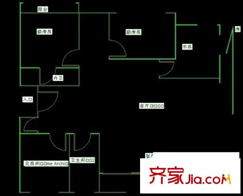 槐樹巷 4室 戶型圖