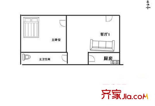 紅旗新村戶型圖戶型圖 1室1廳1衛(wèi)1廚