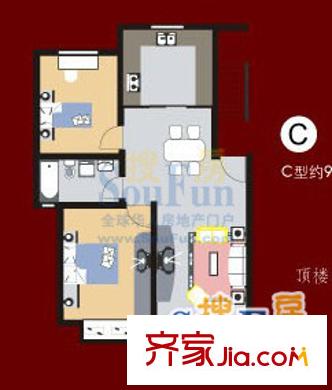 吳風(fēng)雅苑戶型圖C 2室2廳1衛(wèi)
