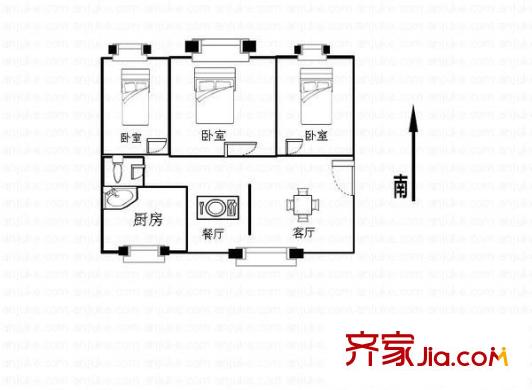 埭寶園戶型圖戶型圖 3室2廳1衛(wèi)1廚