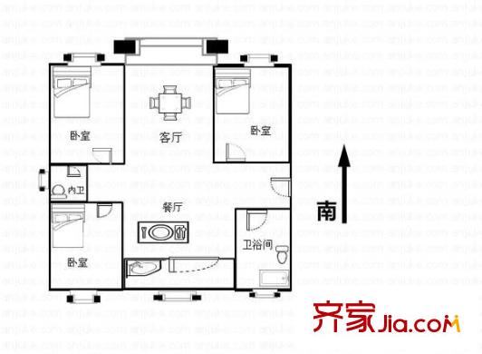 埭寶園戶型圖 戶型圖 3室2廳2衛(wèi)1廚