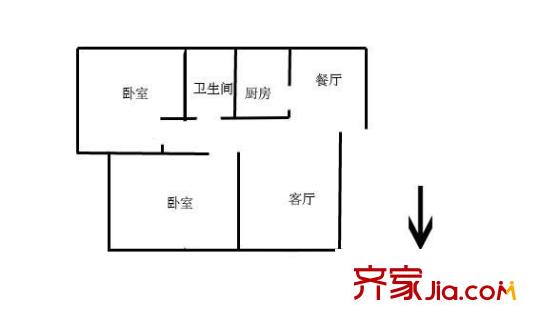 盛家?guī)粜蛨D戶型圖 2室2廳1衛(wèi)1廚