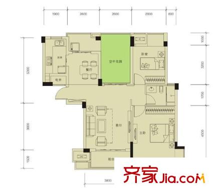 金運(yùn)花園戶型圖戶型圖 2室2廳1衛(wèi)1廚