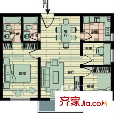 金運(yùn)花園戶型圖戶型圖 3室2廳1衛(wèi)1廚