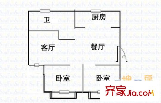 安橋新村戶型圖戶型圖 2室2廳1衛(wèi)1廚