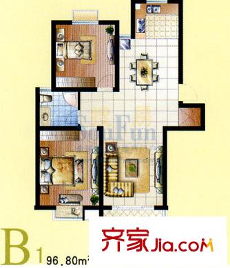 廣楓名苑戶型圖B戶型 2室1廳1衛(wèi)1廚