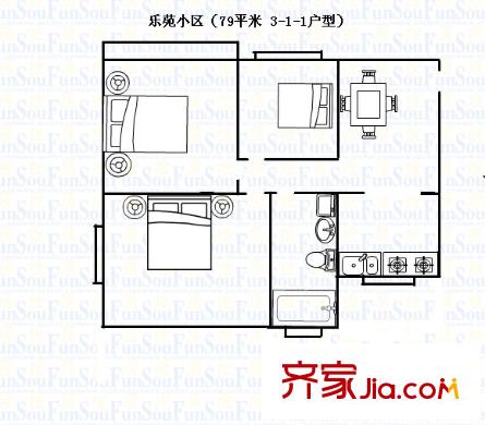 樂(lè)苑小區(qū)戶(hù)型圖戶(hù)型圖 3室1廳1衛(wèi)1廚