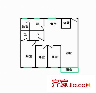 陽澄湖濱花園戶型圖戶型圖 3室2廳2衛(wèi)1廚